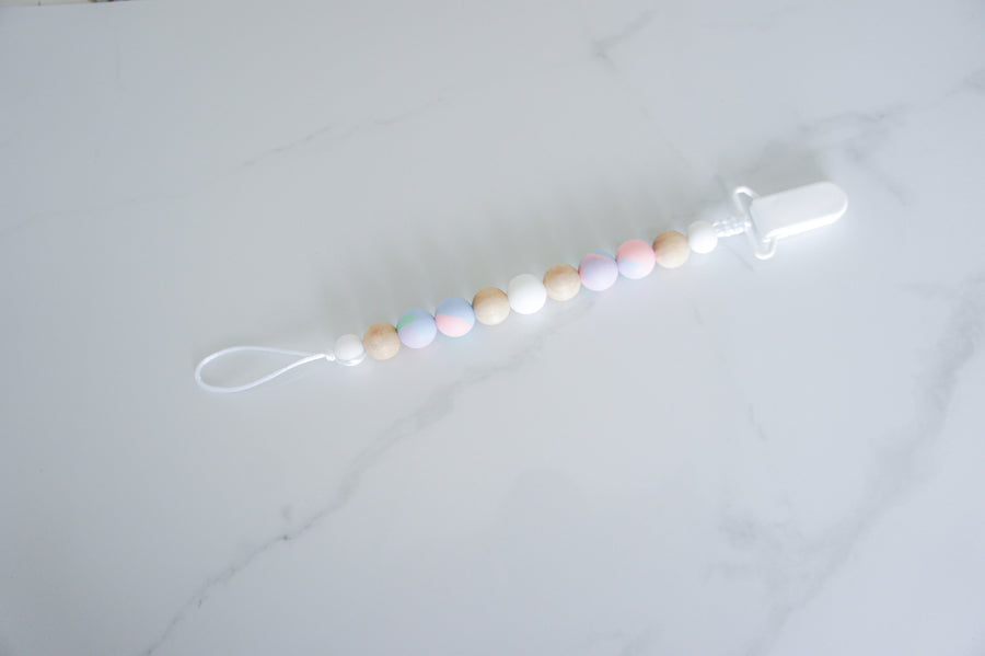 Tie-Dye Silicone & Wood Pacifier Holder