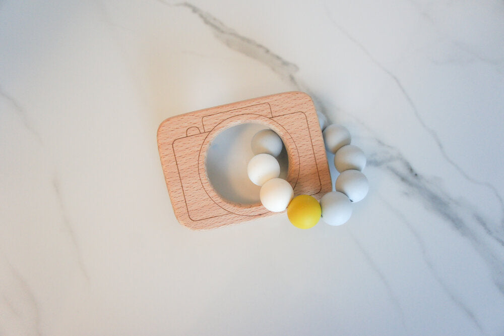 Natural Wood Teething Rattle Shapes