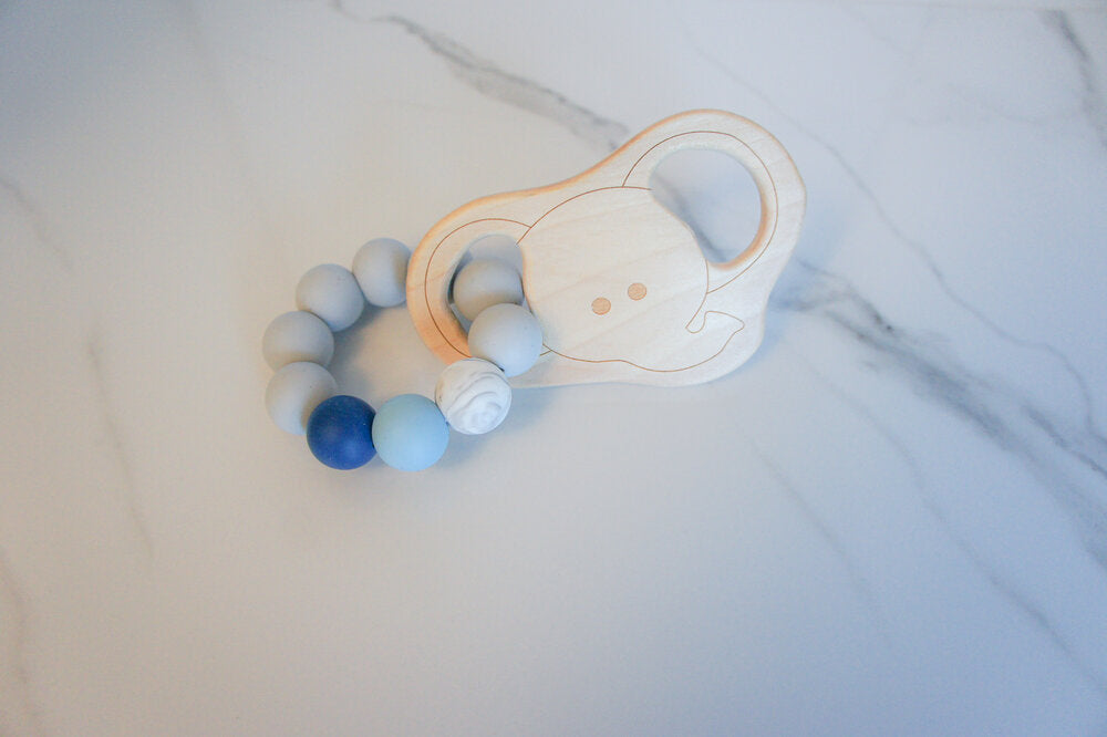 Natural Wood Teething Rattle Shapes