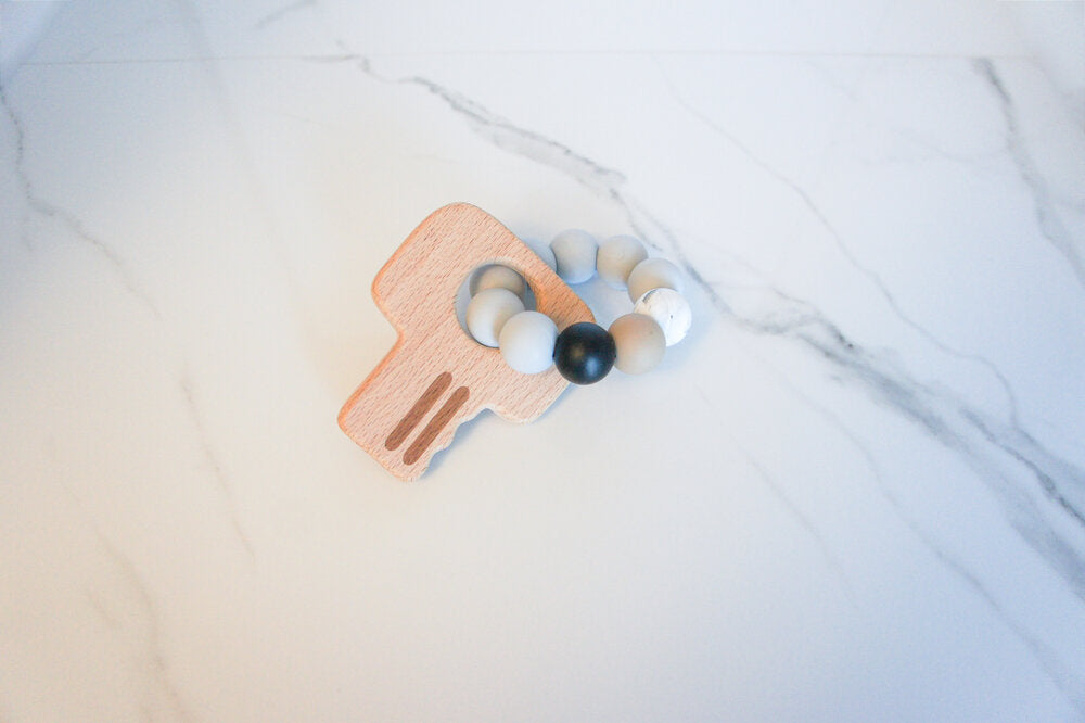 Natural Wood Teething Rattle Shapes