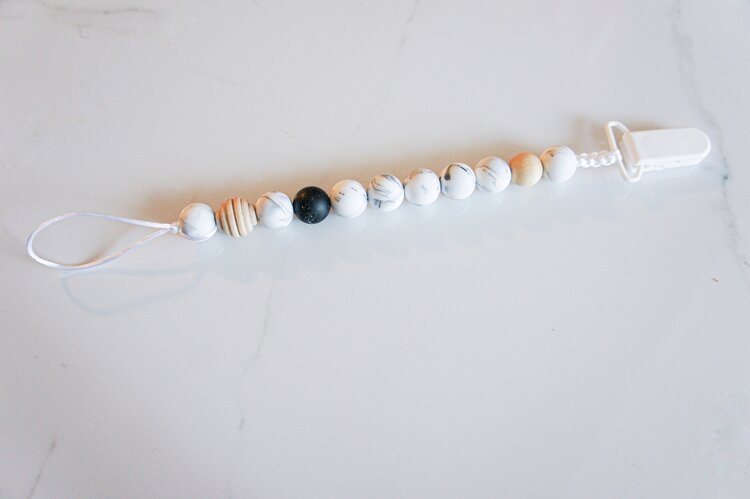 White Marble Pacifier Holder