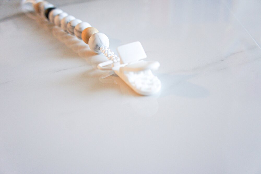 White Marble Pacifier Holder