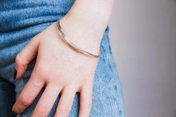 Silver Twisted Bangle - Danielle Emily Jewelry