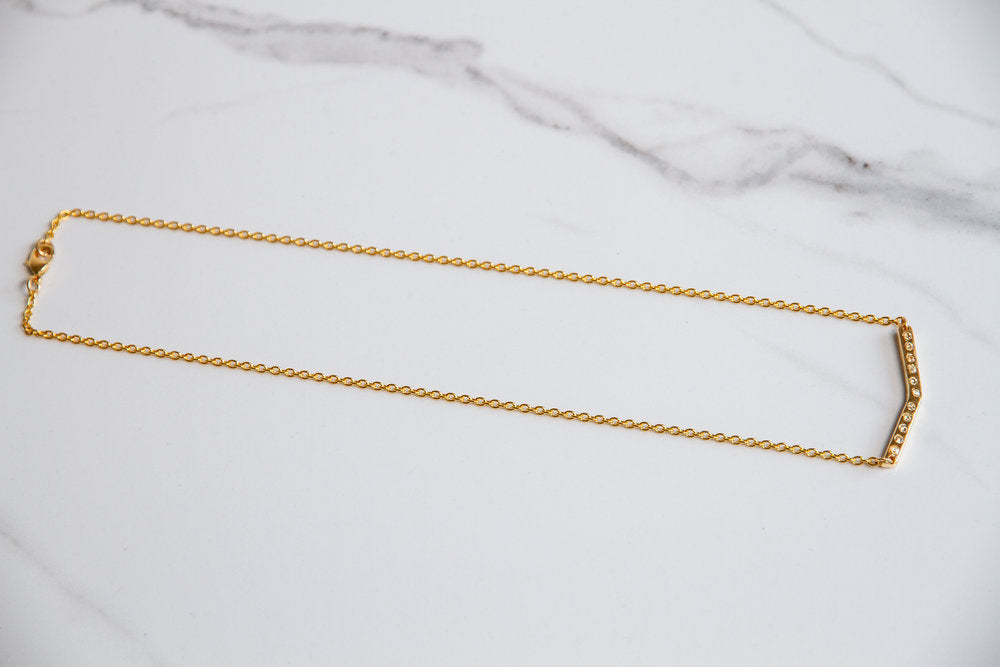 V Bar Necklace with Stones