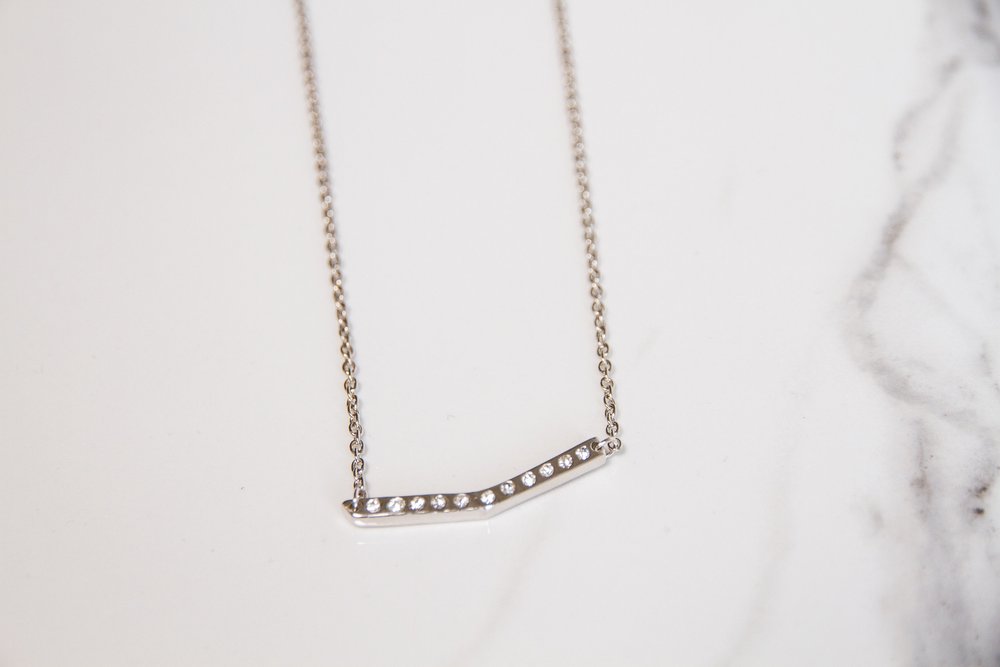 V Bar Necklace with Stones
