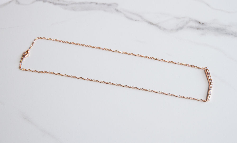 V Bar Necklace with Stones